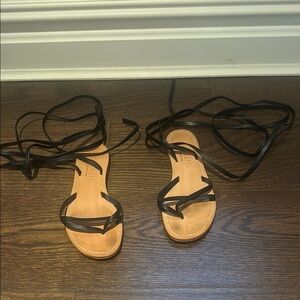 Cornetti lace up black leather Sandals